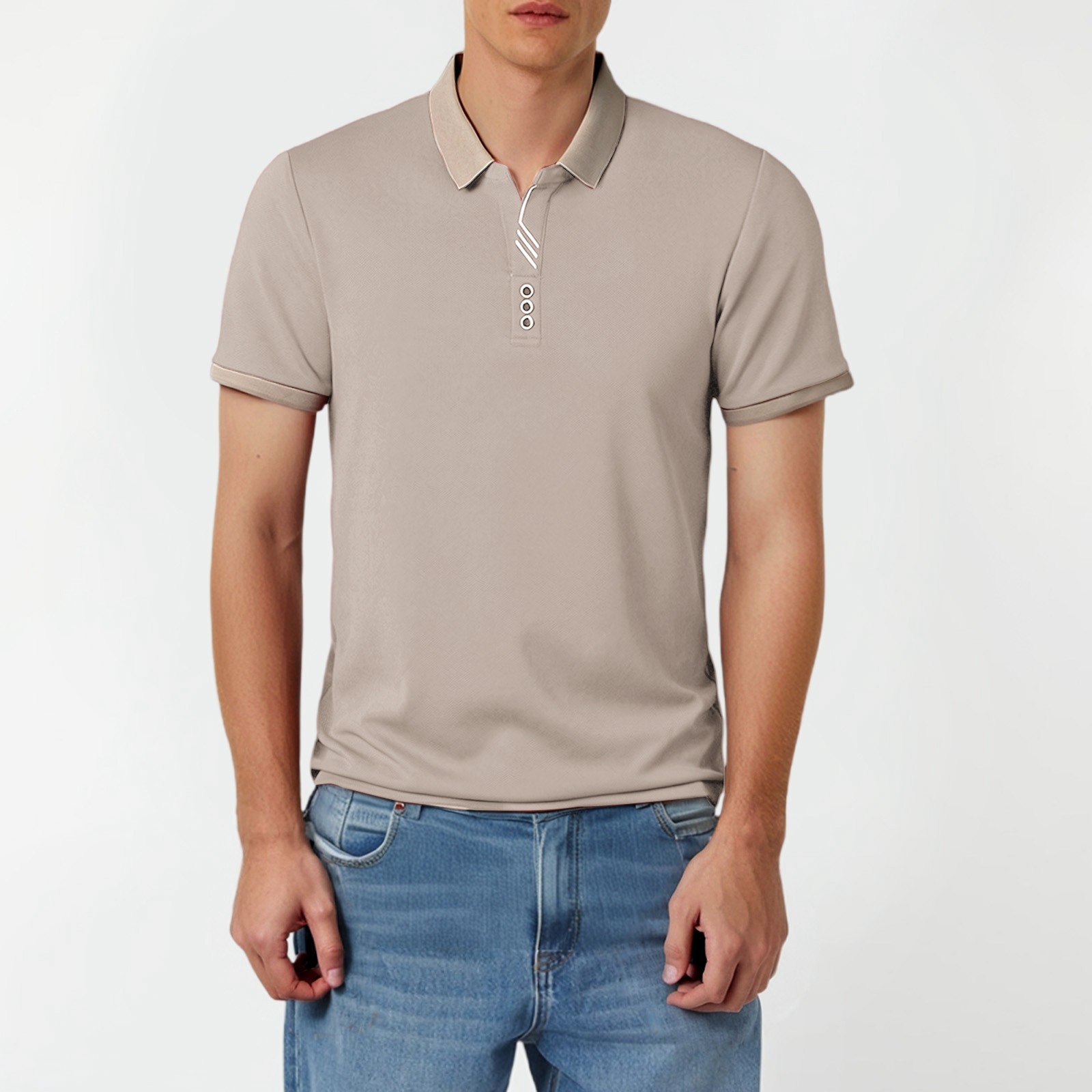 thumbnail image 2 of Polo de manga corta de verano para hombre con cuello vuelto - Tejido de secado rápido, tapeta reforzada - Corte informal/deportivo en varias tallas, 2 of 4